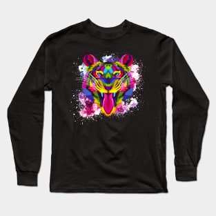 Pop Art Colorful Tiger Long Sleeve T-Shirt